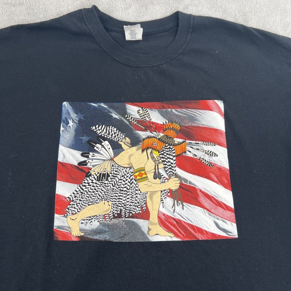 Native American Flag Eagle Graphic T-Shirt XL Black Mens Native Table Mountain